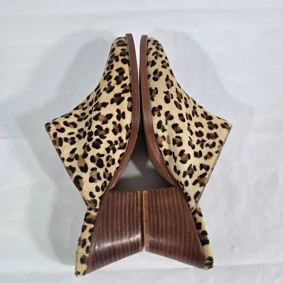 Coconuts by Matisse Animal Print Mules Heels Size 8 Calf Hair Leopard Slip On - Picture 5 of 9